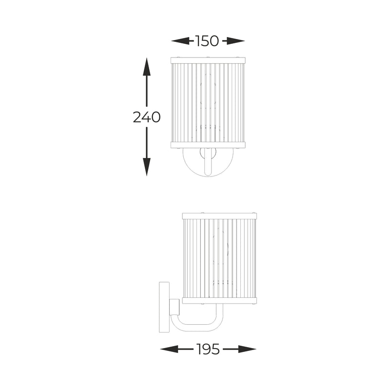 Aplica Sergio W0528-01F-P7AC 1 x E14 MAX 60W negru mat, abajur din sticlă corp metalic
