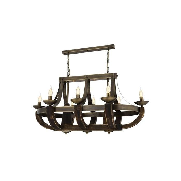 Lustră Avonni AV-1644-8E-YM, finisaj antichizat, , 8xE14, metal și lemn, design vintage elegant