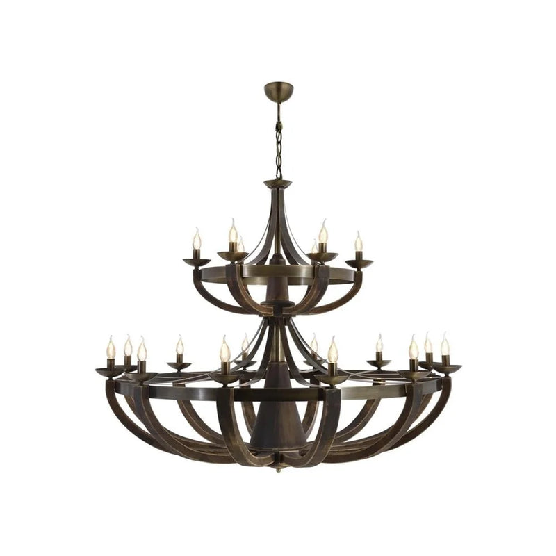 Lustră Avonni AV-1644-12+6E, finisaj antichizat, Ø147 cm, 18xE14, metal și lemn, design vintage elegant
