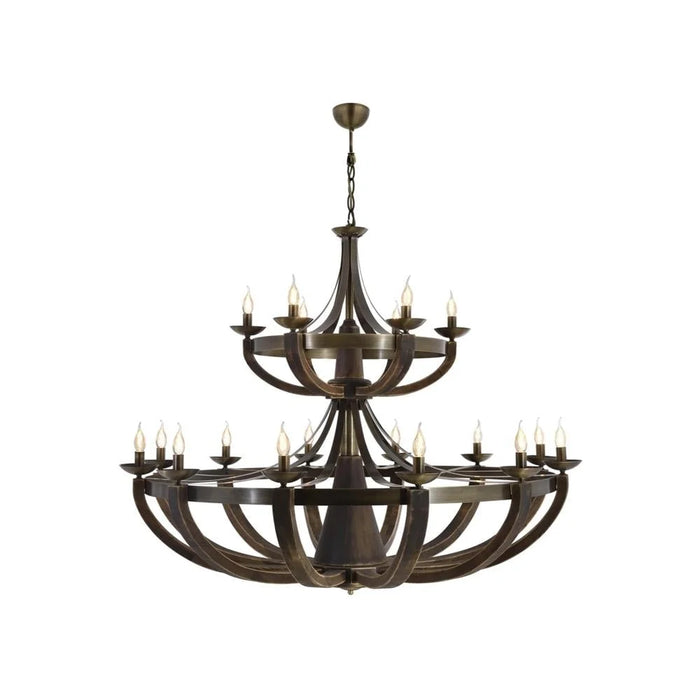 Lustră Avonni AV-1644-12+6E, finisaj antichizat, Ø147 cm, 18xE14, metal și lemn, design vintage elegant