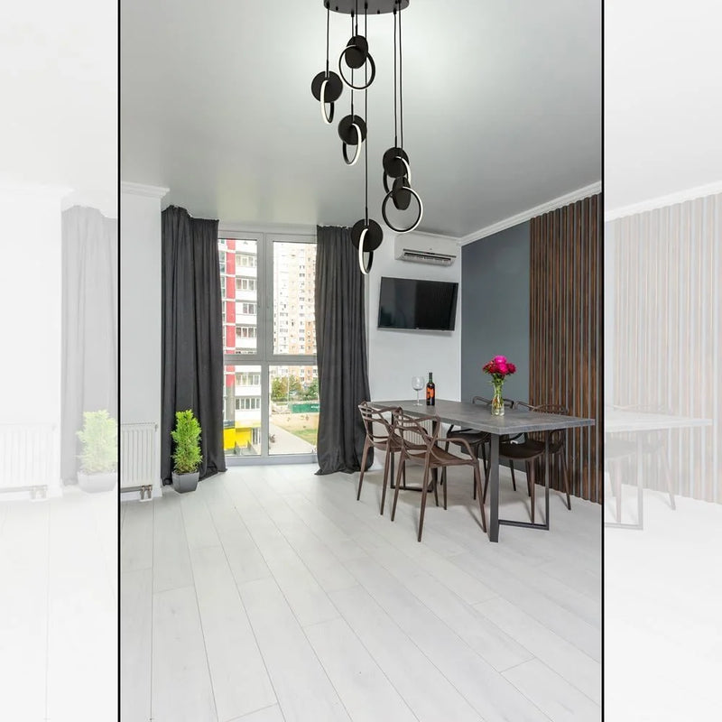 Lustră LED Avonni AV-1874-6T-BSY, Metal și Lemn, Negru, Ø40 cm, 6x7W, 3840 lm