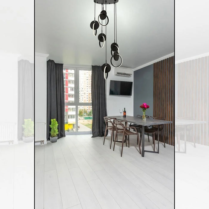 Lustră LED Avonni AV-1874-6T-BSY, Metal și Lemn, Negru, Ø40 cm, 6x7W, 3840 lm