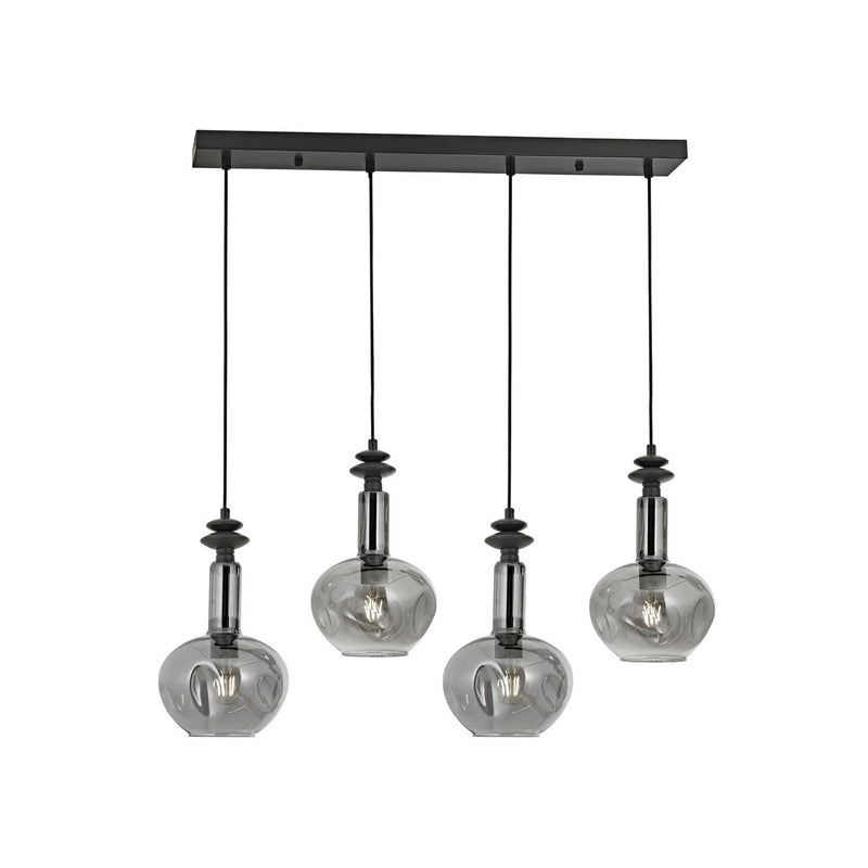 Lustră Avonni AV-1912-4Y-GR, finisaj negru, , 4xE27, metal și sticlă, design vintage elegant