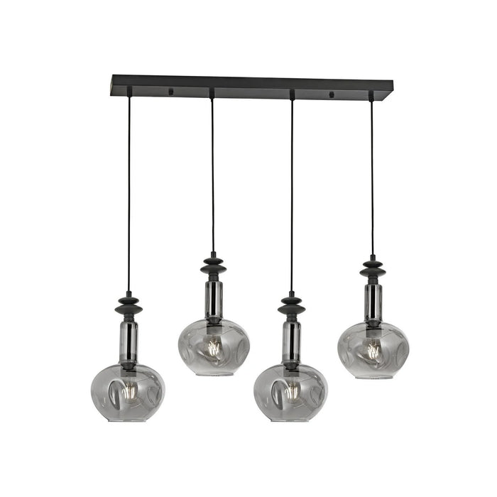 Lustră Avonni AV-1912-4Y-GR, finisaj negru, , 4xE27, metal și sticlă, design vintage elegant