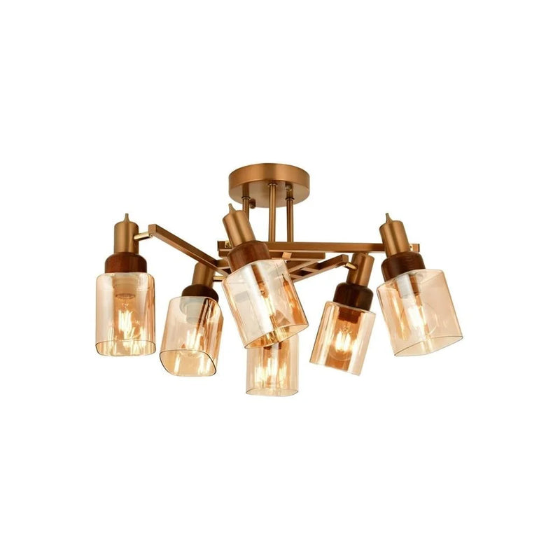 Lustră Avonni AR-1920-6EX, vopsea antichizată, Ø60 cm, 6xE27, metal și lemn și sticlă, design vintage elegant