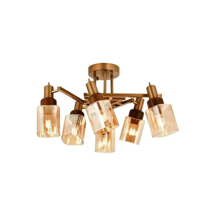 Lustră Avonni AR-1920-6EX, vopsea antichizată, Ø60 cm, 6xE27, metal și lemn și sticlă, design vintage elegant