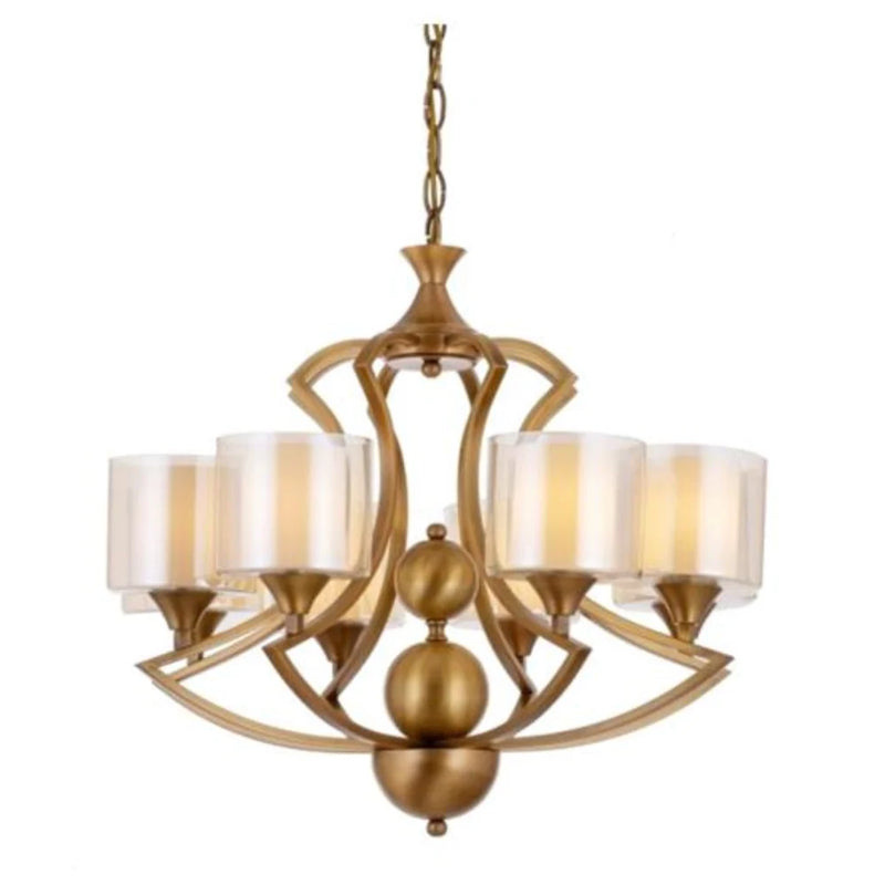 Lustră Avonni AV-35003-8E, finisaj antichizat, Ø70 cm, 8xE27, metal și sticlă, design vintage elegant