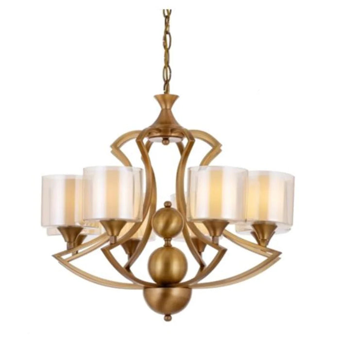 Lustră Avonni AV-35003-8E, finisaj antichizat, Ø70 cm, 8xE27, metal și sticlă, design vintage elegant