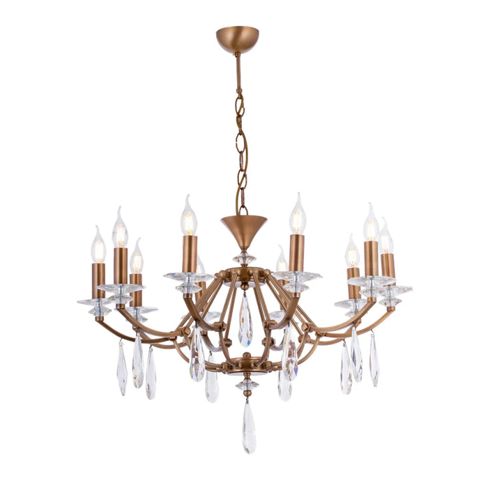 Lustră Avonni AV-35004-8E, finisaj antichizat, Ø65 cm, 8xE28, metal și sticlă, design vintage elegant