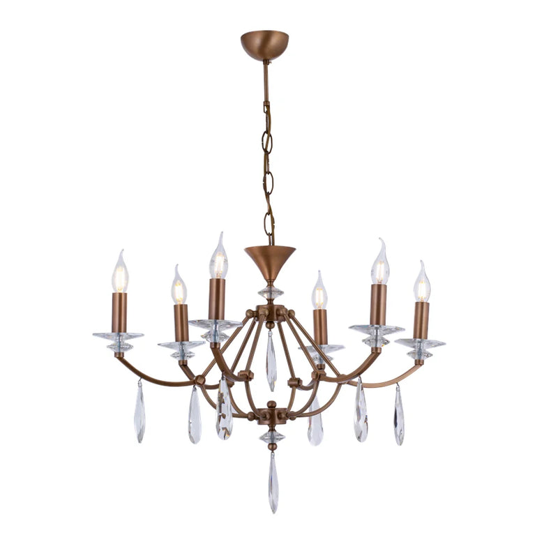 Lustră Avonni AV-35004-6E, finisaj antichizat, Ø65 cm, 6xE27, metal și sticlă, design vintage elegant
