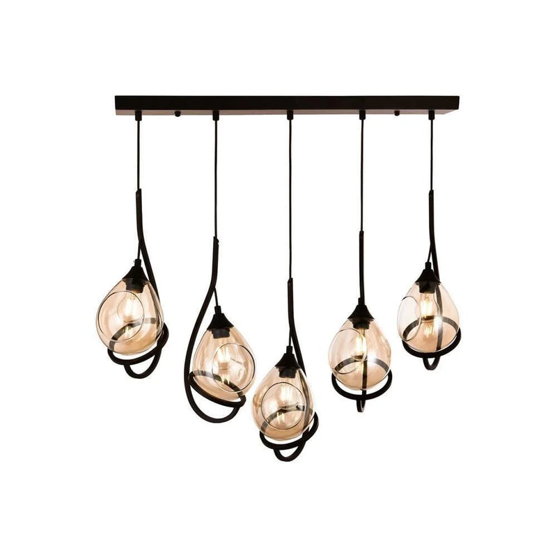 Lustră Avonni AV-1921-5Y-BSY, vopsea neagră, , 5xE27, metal și sticlă, design vintage elegant