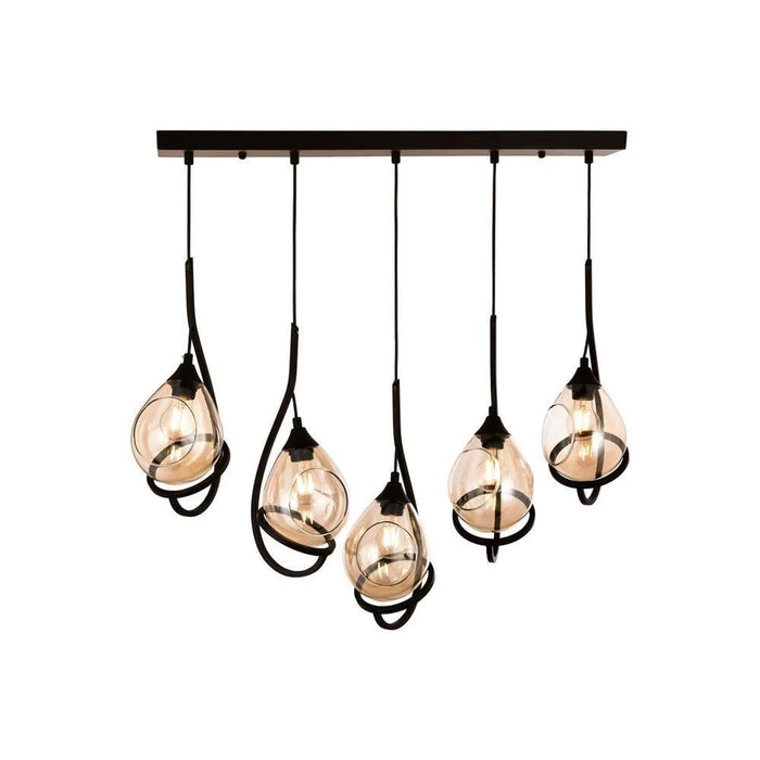 Lustră Avonni AV-1921-5Y-BSY, vopsea neagră, , 5xE27, metal și sticlă, design vintage elegant