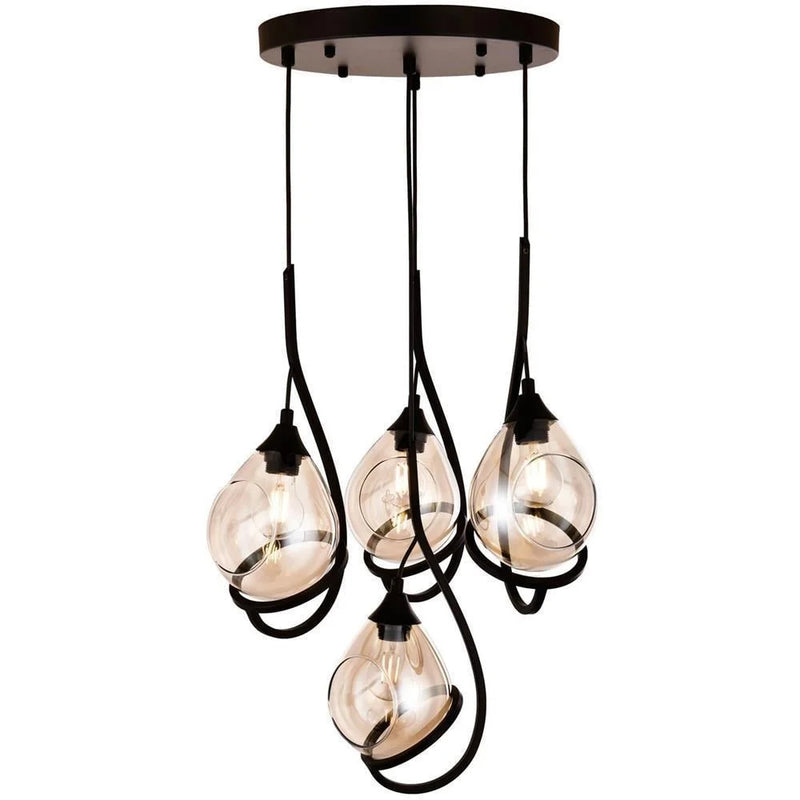 Lustră Avonni AV-1921-4T-BSY, vopsea neagră, Ø55 cm, 4xE27, metal și sticlă, design vintage elegant