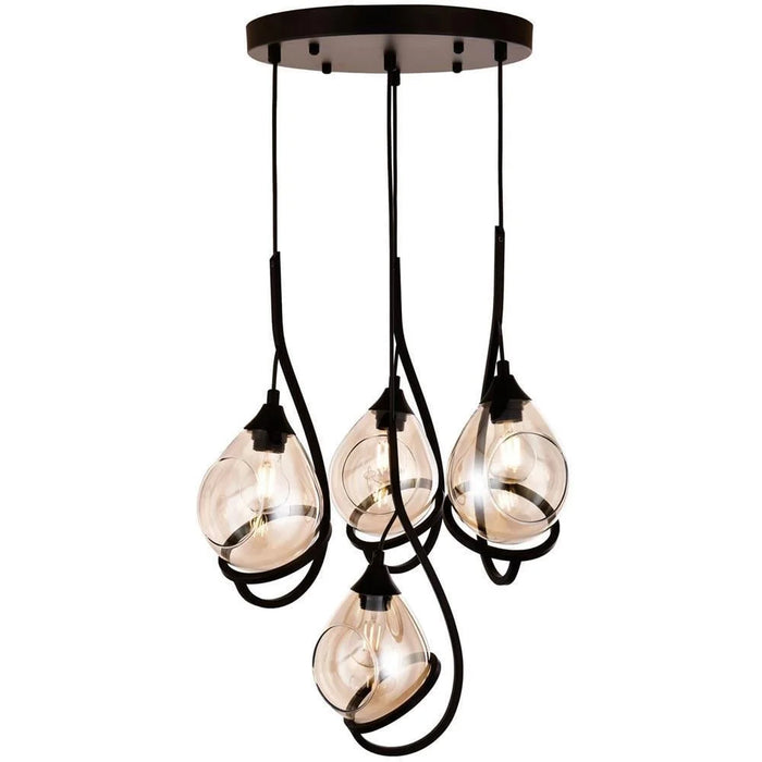 Lustră Avonni AV-1921-4T-BSY, vopsea neagră, Ø55 cm, 4xE27, metal și sticlă, design vintage elegant