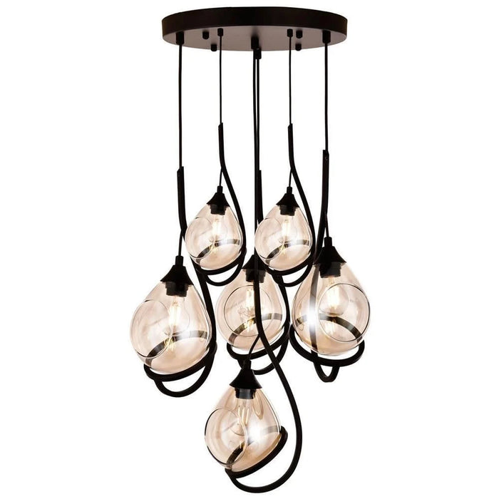 Lustră Avonni AV-1921-6T-BSY, vopsea neagră, Ø60 cm, 6xE27, metal și sticlă, design vintage elegant