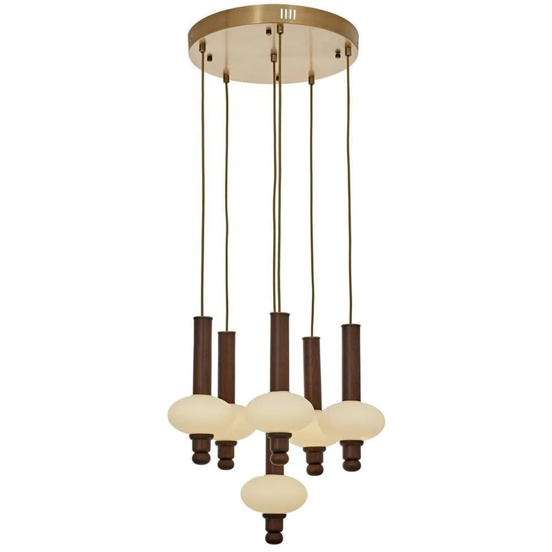 Lustră Avonni AV-5299-7ET, finisaj antichizat, Ø40 cm, 7xLed, metal și lemn și sticlă, design vintage elegant