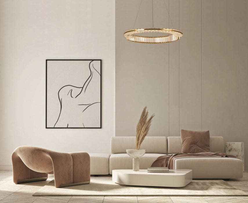 Lustra LED Maytoni Modern Krone Auriu 1, LED 36W, 4000K, 2400lm, P097PL-L36G4K