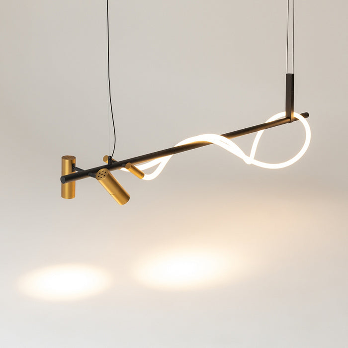 Lustra LEDMaytoni Modern Tau Negru/Auriu , MOD166PL-L30GB3K