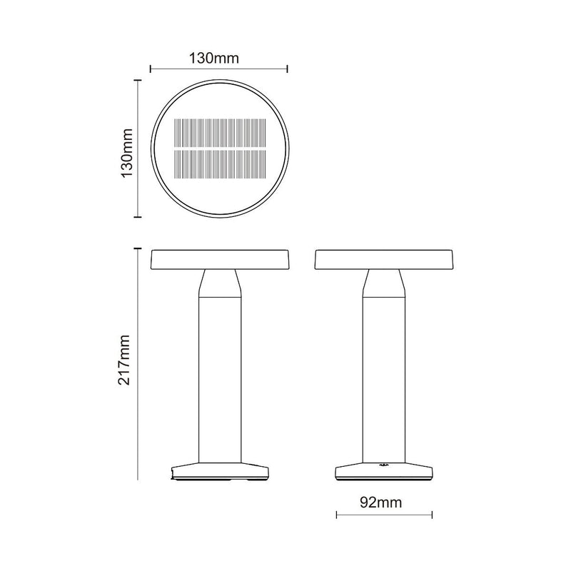 CARLI DT33611 – Lampă solară de masă LED, 180 lm, IP44
