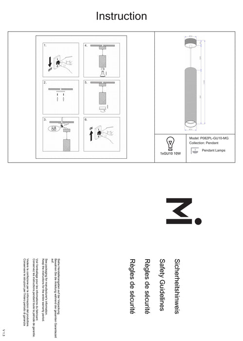 Lampa Suspendata Maytoni Technical Artisan, Auriu mat, GU10 10W,   P082PL-GU10-MG