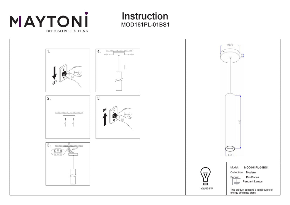 Lustra Maytoni Modern Pro Focus, Alama, GU10 6W,   MOD161PL-01BS1