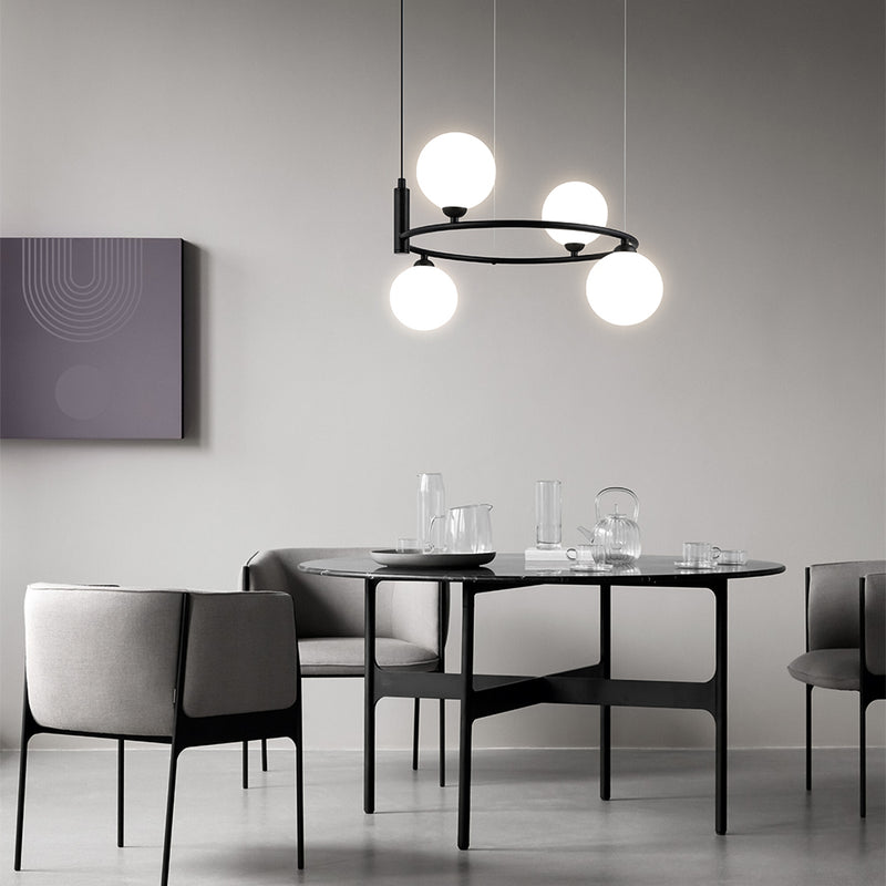 Lustră suspendată Maytoni Ring, 4xG9, max. 184 cm, metal negru + sticlă