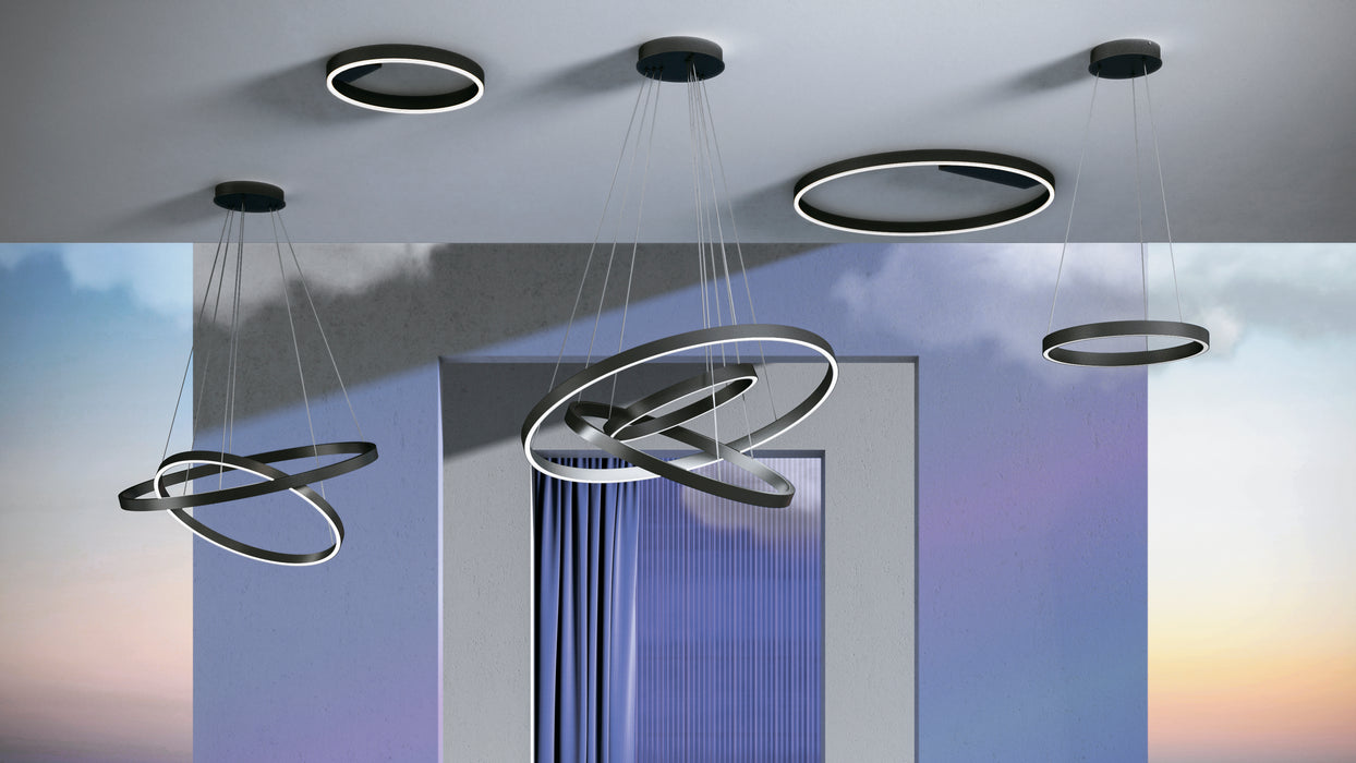 Lustră suspendată Maytoni Rim MOD058PL-L100B3K, LED 115W, Ø80 cm, iluminat cald 3000K