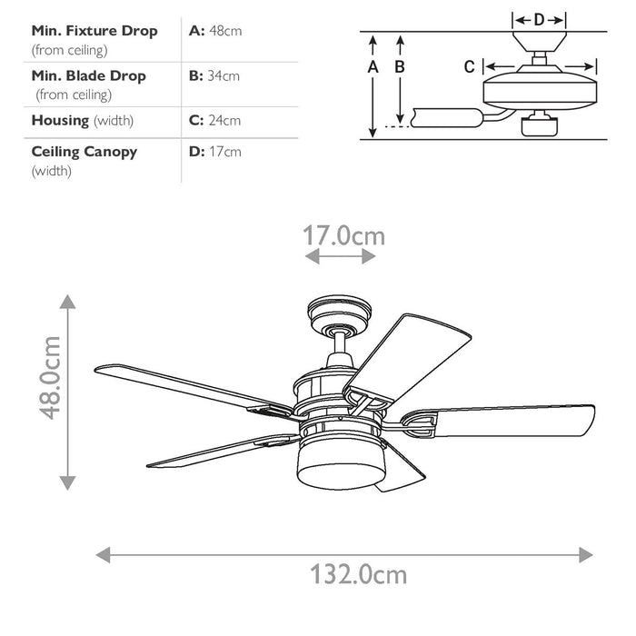 Lustra cu Ventilator de Tavan și Telecomandă Kichler Lyndon Patio - Ventilator 132cm, Bronz Antic