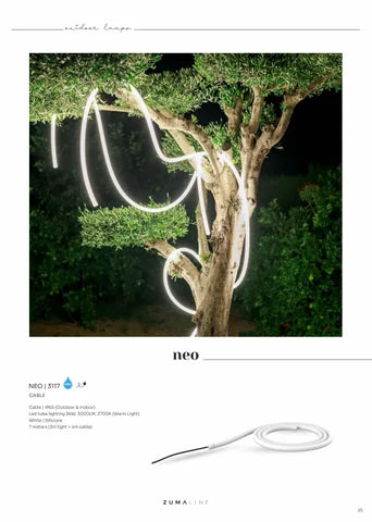 Ghirlandă luminoasă LED cu cablu New Garden Neo 🔌 7 m, 3000LM, Lumină Caldă, IP65 – Interior & Exterior