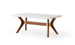 Masă dining ROLEX ASI HOME, 190x90 cm, design modern ivory & stejar, blat MDF, structură lemn masiv