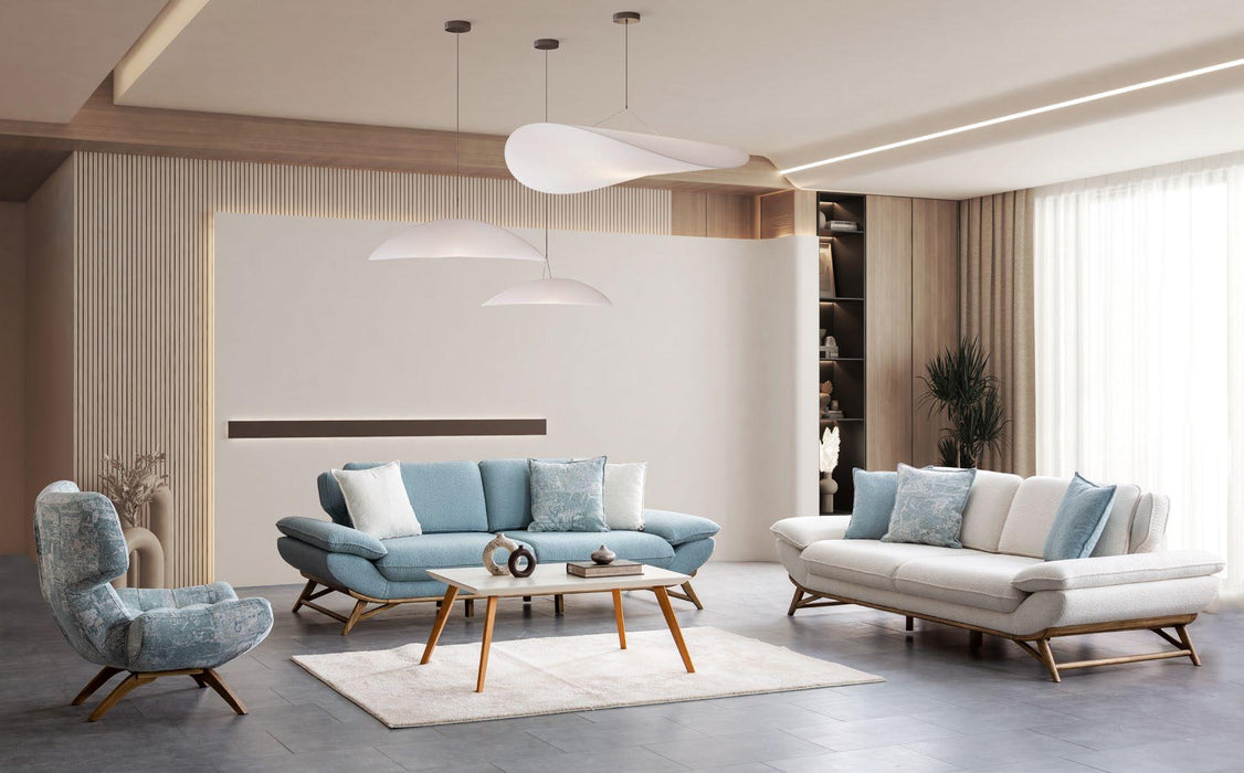 Canapea Tesla Inev Asi Home, Boucle Baby-blue, lungime 240cm, latime 106cm, inaltime 87cm