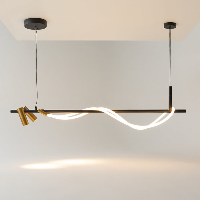 Lustra LEDMaytoni Modern Tau Negru/Auriu , MOD166PL-L30GB3K