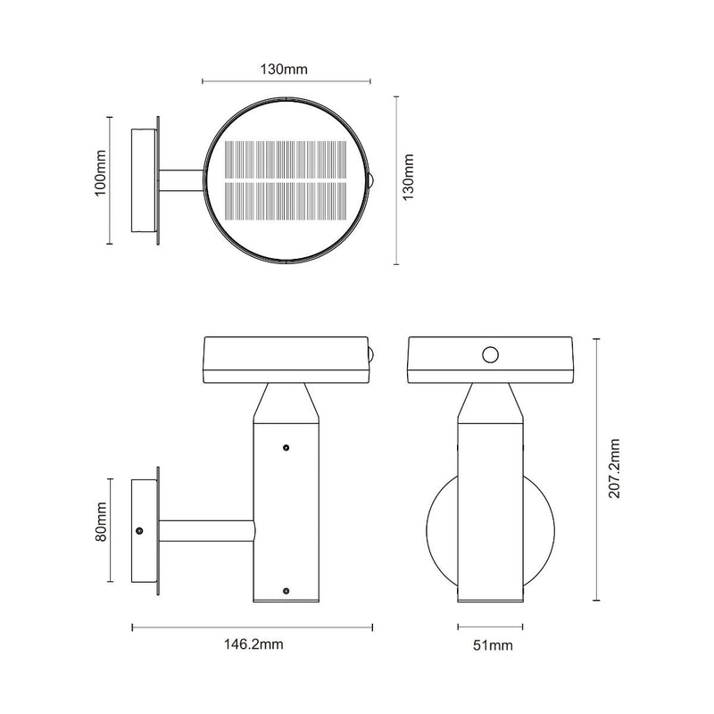 CARLI WT33611 – Aplica solară LED de exterior, 400 lm, IP44