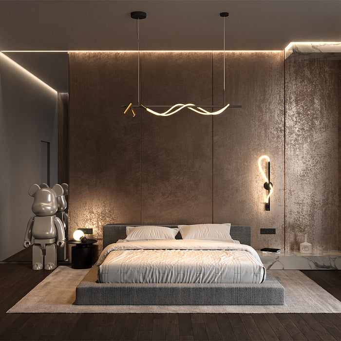 Lustra LEDMaytoni Modern Tau Negru/Auriu , MOD166PL-L30GB3K