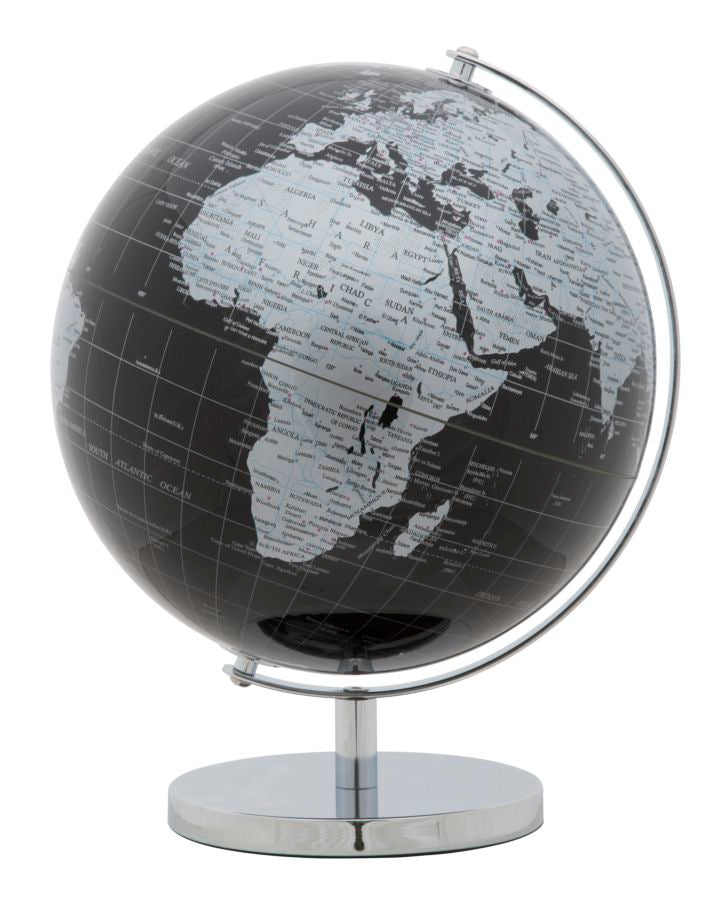 Decoratiune Glob Pamantesc Mauro Ferretti Black  Ø 25X34 cm, Negru/ Argintiu
