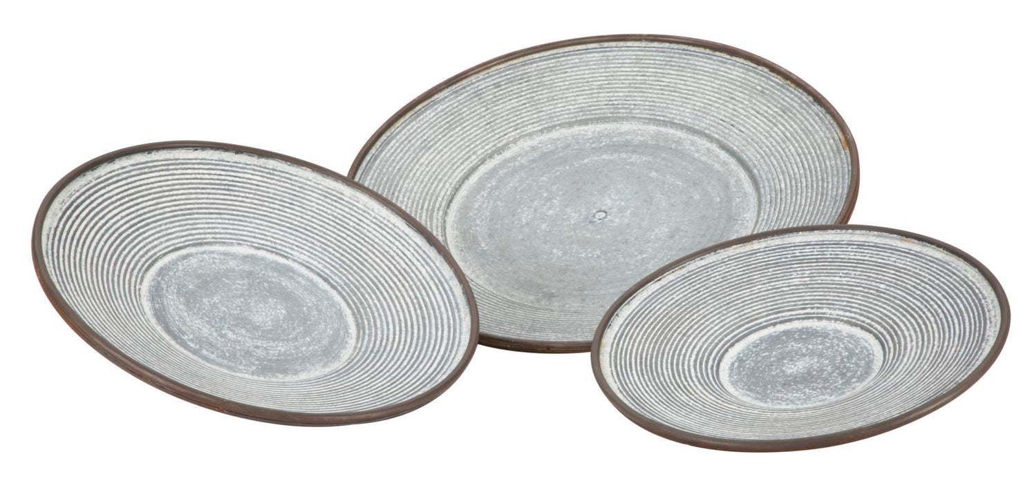 Set Platouri decorative Mauro Ferretti Vassoio, Set 3 Piese  Ø 50,5X4,5-  39,2X4.5-35X4 cm, Gri