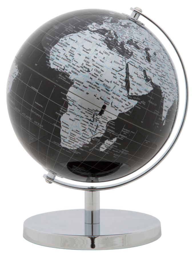 Decoratiune Glob Pamantesc Mauro Ferretti Black  Ø 20X28 cm, Negru/ Argintiu