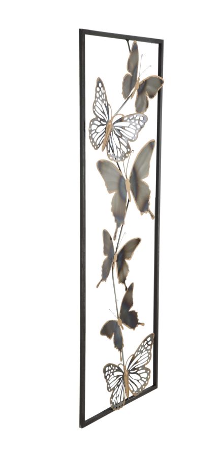 Decoratiune de Perete Mauro Ferretti Butterflies  31X2,5X90 cm, Negru/ Argintiu