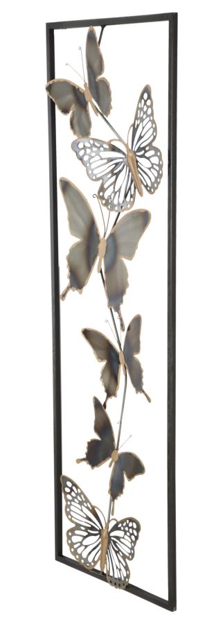 Decoratiune de Perete Mauro Ferretti Butterflies  31X2,5X90 cm, Negru/ Argintiu