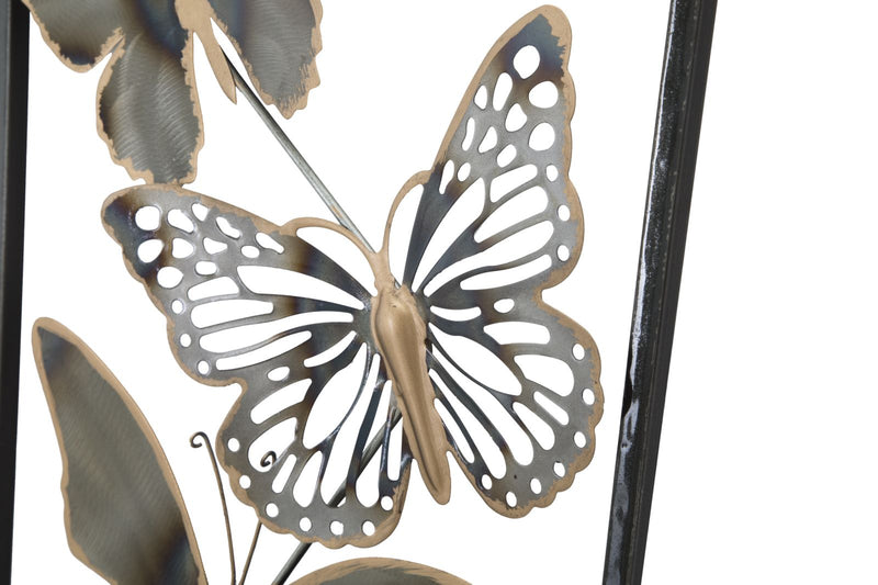 Decoratiune de Perete Mauro Ferretti Butterflies  31X2,5X90 cm, Negru/ Argintiu