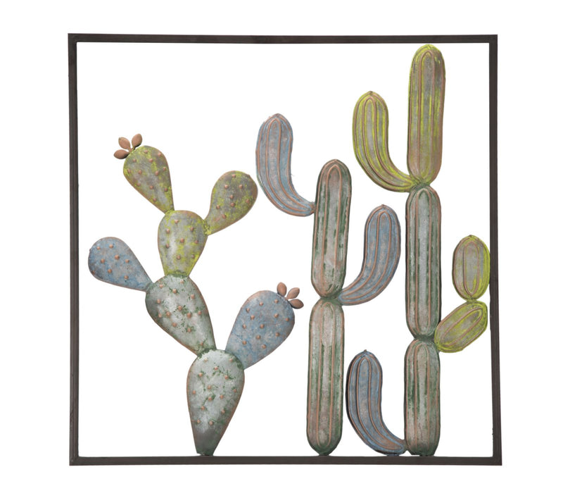 Decoratiune de Perete Mauro Ferretti Cactus-Frame -C- 50X1, 3X50 cm, Verde/ Bleo