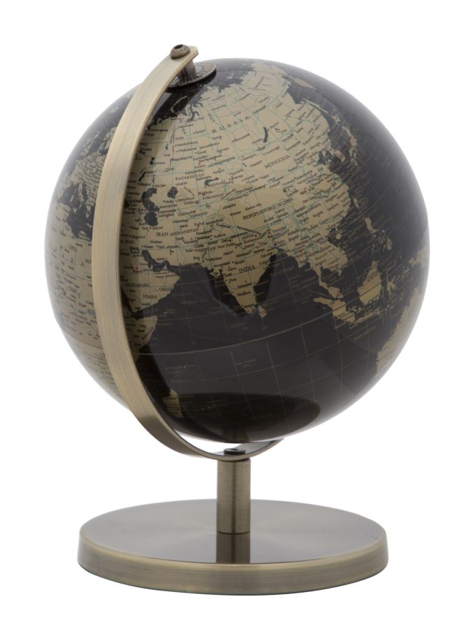 Decoratiune Glob Pamantesc Mauro Ferretti Bronze  Ø 20X28  cm, Negru/Auriu