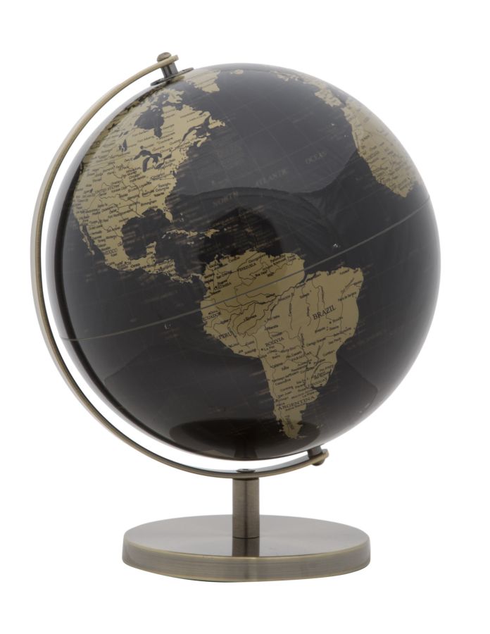 Decoratiune Glob Pamantesc Mauro Ferretti Bronze  Ø 25X34 cm, Negru/Auriu