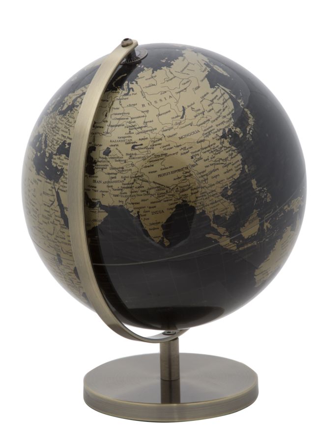 Decoratiune Glob Pamantesc Mauro Ferretti Bronze  Ø 25X34 cm, Negru/Auriu