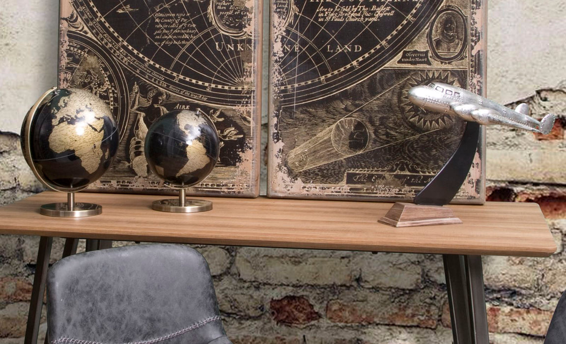 Decoratiune Glob Pamantesc Mauro Ferretti Bronze  Ø 25X34 cm, Negru/Auriu