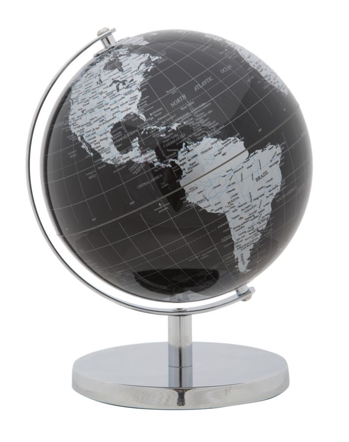 Decoratiune Glob Pamantesc Mauro Ferretti Black  Ø 20X28 cm, Negru/ Argintiu