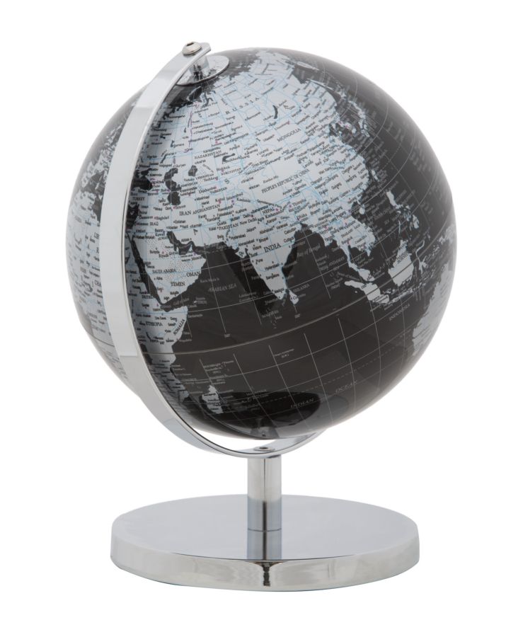 Decoratiune Glob Pamantesc Mauro Ferretti Black  Ø 20X28 cm, Negru/ Argintiu