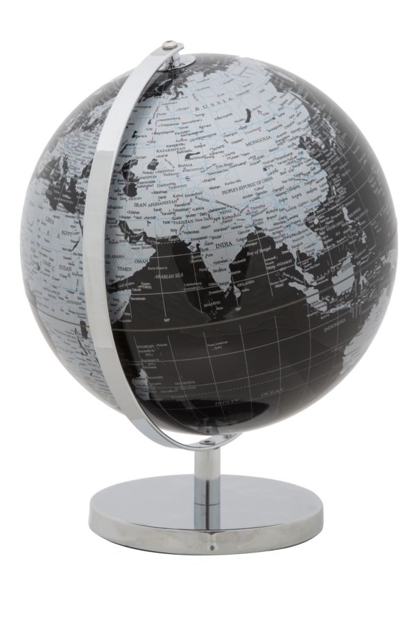 Decoratiune Glob Pamantesc Mauro Ferretti Black  Ø 25X34 cm, Negru/ Argintiu
