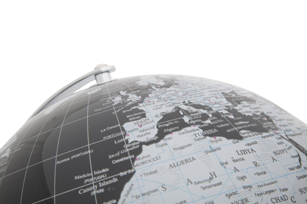 Decoratiune Glob Pamantesc Mauro Ferretti Black  Ø 25X34 cm, Negru/ Argintiu