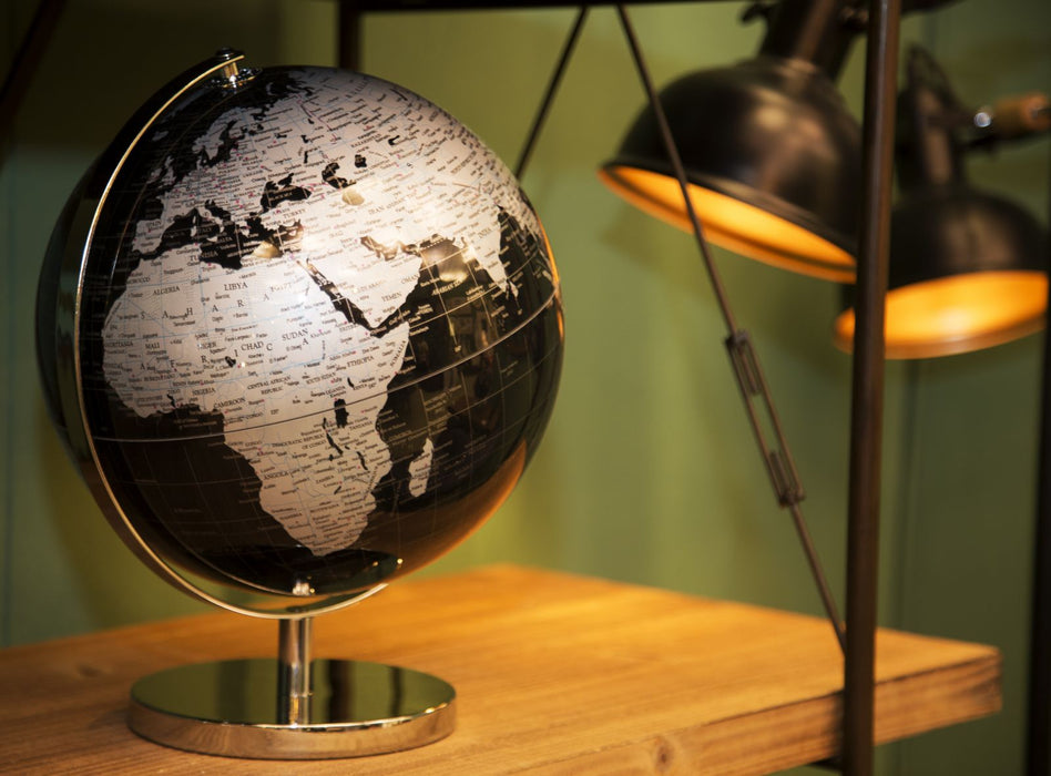 Decoratiune Glob Pamantesc Mauro Ferretti Black  Ø 25X34 cm, Negru/ Argintiu